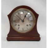 20th century mantel clock with Roman numerals to the steel dial