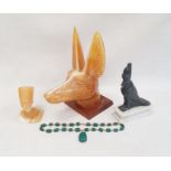 Resin model of an Egyptian dog's head and three other Egyptian souvenirs (4)