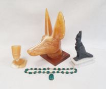 Resin model of an Egyptian dog's head and three other Egyptian souvenirs (4)