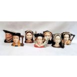 Set of seven Royal Doulton character jugs depicting Henry VIII and his six wives (7)  Condition