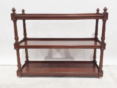 Late 19th century mahogany three-tier buffet, tapered fluted supports, the whole on castors, 137cm x