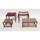 Pair of side chairs, two stools and two string-top stools (6)