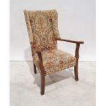 Early 20th century wing-back chair, foliate upholstery