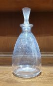 Lalique glass decanter, the frosted stopper of flared knopped design (with chips) and with plain