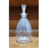 Lalique glass decanter, the frosted stopper of flared knopped design (with chips) and with plain