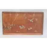 Lacquer tray with gilt decoration of birds and foliage, 34cm x 59cm