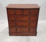 Early 20th century walnut chest of two short over three long drawers, the rectangular top with