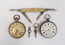 Gentleman's Victorian JW Benson open-faced silver pocket watch, Roman numerals and subsidiary
