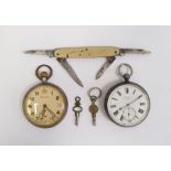 Gentleman's Victorian JW Benson open-faced silver pocket watch, Roman numerals and subsidiary