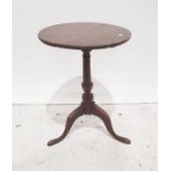 19th century oak occasional table, circular top on turned pedestal to three ogee supports, 52cm x