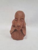 Terracotta bust by Mark Jones of Shakespeare, with signed label and dated 1971, 17cm high