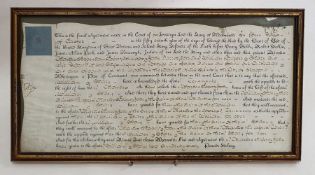 George III indenture in glazed frame