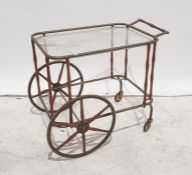 Mid-century brass and glass and turned wood hostess trolleyCondition Report Discolouration and