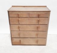 20th century oak Cotswold school style chest of two short over four long drawers, 105cm x 108cm