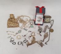 A quantity of silver and costume jewellery to include a silver ring, a silver ingot pendant,