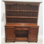 20th century oak dresser moulded cornice above three shelves and a base of single drawer over kennel