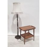 Mid century modern teak two-tier tea trolley on castors, a standard lamp and a chair (3)