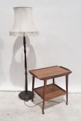 Mid century modern teak two-tier tea trolley on castors, a standard lamp and a chair (3)