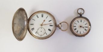 A Victorian silver full hunter pocket watch, Roman numerals to the dial, subsidiary dial and a