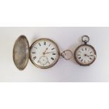 A Victorian silver full hunter pocket watch, Roman numerals to the dial, subsidiary dial and a