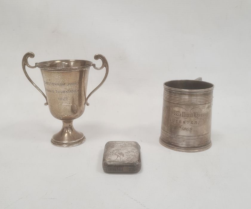 1920's silver miniature trophy cup 'Cheltenham Jubilee Tennis Tournament 1927', London 1926, 1.