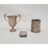 1920's silver miniature trophy cup 'Cheltenham Jubilee Tennis Tournament 1927', London 1926, 1.