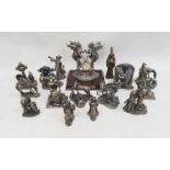 Quantity of pewter-effect models of wizards and magical scenes, including a Tudor Mint Myth and