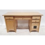 Modern oak desk, assorted drawers and cupboard doors, 144cm wideCondition Report Approx. H75.5cm x