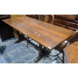 20th century oak refectory-type dining table with rectangular top, 182cm long  Condition