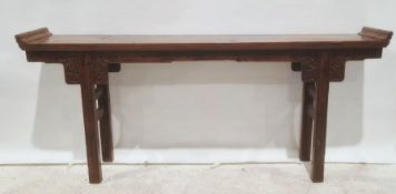 20th century Chinese altar table of rectangular form, carved decorations, scroll ends, square