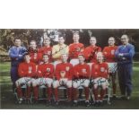 Photograph of the England Football Team with certificate of authenticity to reverse, 29cm x 39cm