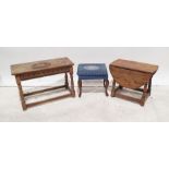 Oak stool, a small oak drop leaf and one further stool (3)