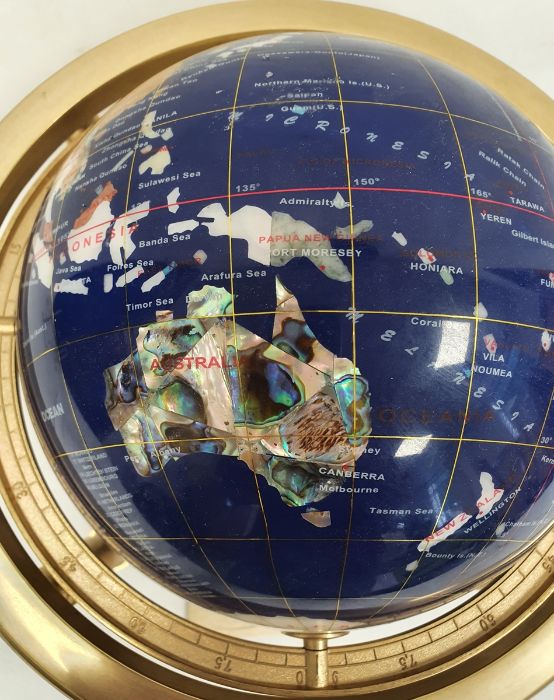 220mm gemstone globe in rotating cradle, with four sculptured legs and central compass - Image 2 of 4