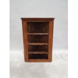 Pine wall-hanging open corner shelving unit, 117cm high