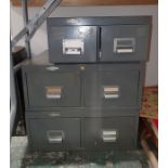 Set of three various metal filing drawers