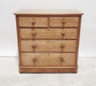 Late 19th/early 20th century satinwood chest of two short over three long drawers, the rectangular