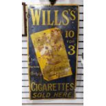Wills's Gold Flake cigarette enamel advertising sign, 92cm x 46cm (with losses to enamel)