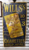 Wills's Gold Flake cigarette enamel advertising sign, 92cm x 46cm (with losses to enamel)