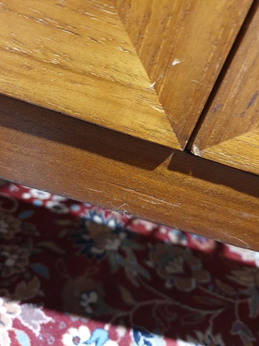 Mid-century modern teak sideboard, rectangular top above two central cupboard doors, the left hand a - Image 2 of 6