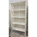 20th century white painted shabby chic style shelving unit in the Oriental taste, carved and pierced