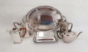 A quantity of silver plate to include cased flatware, two-handled tray, stainless steel knives,