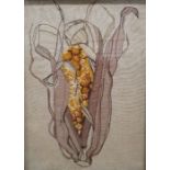 Textile wall hanging picture of corn on the cob, 74cm x 54cm