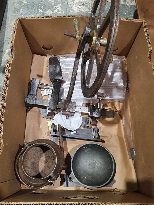 Set of Salter spring balance scales No. 50T and a box of assorted items to include an 18th century - Image 3 of 3