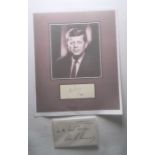 John F Kennedy signature with reproduction photograph