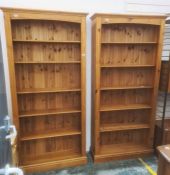 Pair of pine bookcases, plinth bases (2)Condition Report Approx. Dimensions: H198cm x W96cm x D29.