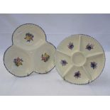 Poole pottery hors d'oeuvres dish, floral decorated and another similar patterned dish (2)