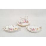 Pair of Royal Crown Derby 'Derby Posies' pattern pin dishes, a jug in the same pattern, a pin dish