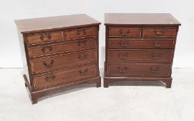 Pair of 20th century mahogany chests of two short over three long drawers, bracket feet, 75.5cm x