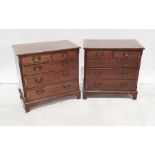 Pair of 20th century mahogany chests of two short over three long drawers, bracket feet, 75.5cm x