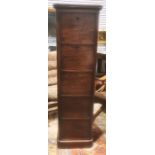 19th century mahogany cabinet, rectangular top with rounded front corners, five four-drawer